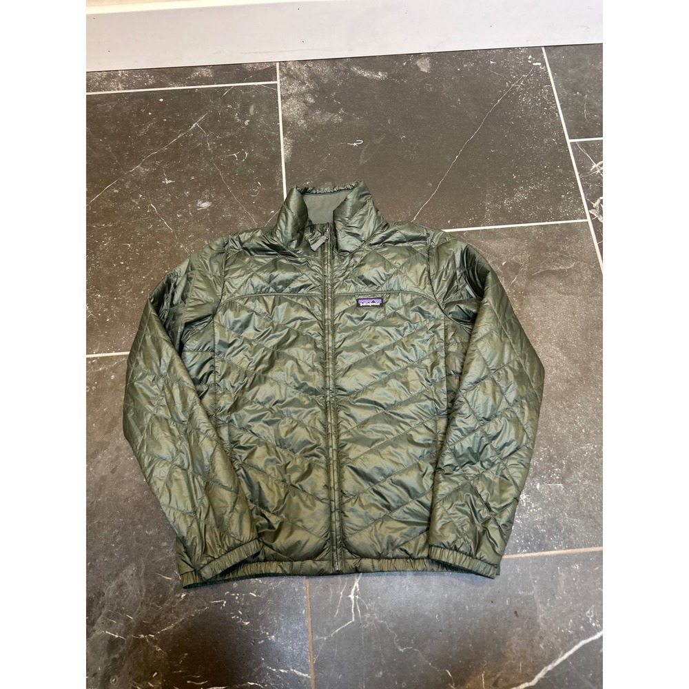 Patagonia Nano Puff Quilted Full Zip Jacket Olive Green Womens L 84217